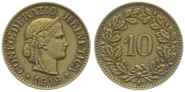 10 Rappen 1919 B Messing